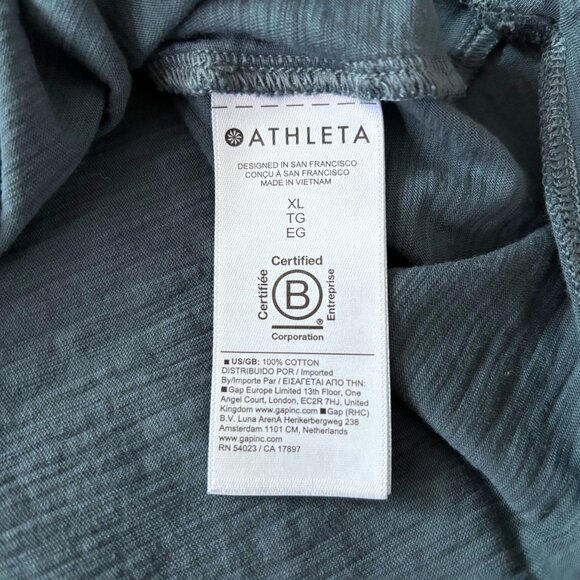 Athleta True Cotton Tee Short Sleeve Blue Cropped Womens XL Activewear Workout - Picture 8 of 9